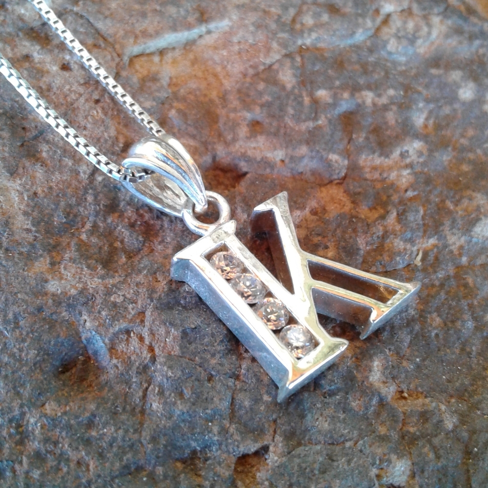 Sterling Silver "K" Initial Necklace